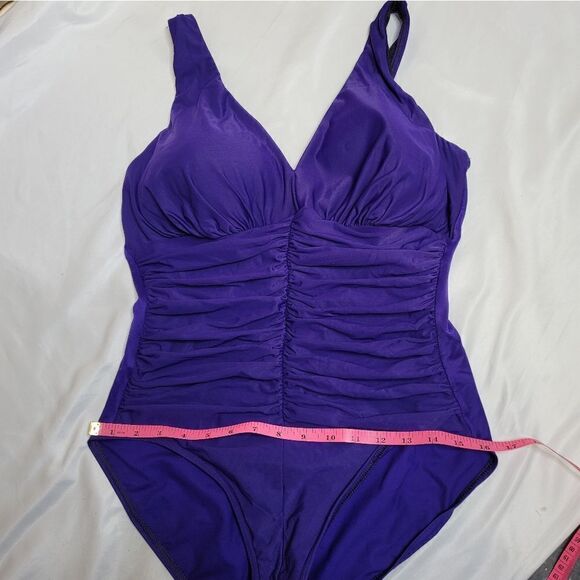 VINTAGE 90s Miraclesuit ruched front full coverage modest swimsuit 16DD‎ - Picture 10 of 11